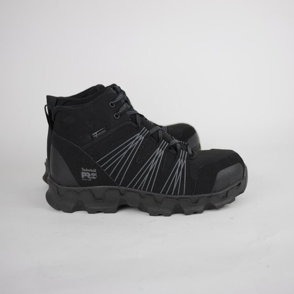 TIMBERLAND Pro Men's 8.5 Black leather anti fatigue composite toe ankle boots - Picture 4 of 13